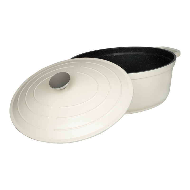 Grunwerg Commichef 5.8L Non-Stick Cast Aluminum Oval Dutch Oven, Cream