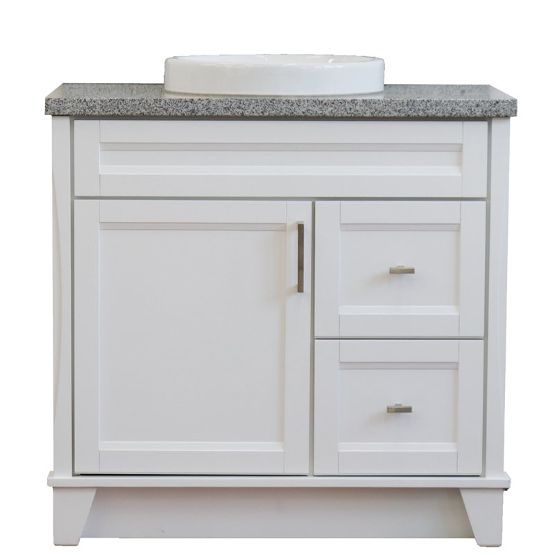 Ensemble de meuble-lavabo simple 37 po Dilsey, Granite, Blanc