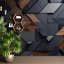 Panneau mural géométrique moderne en bois foncé 3D-174937253