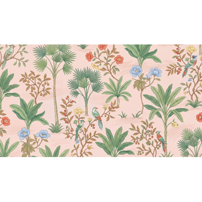 Papier peint rétro avec oiseaux tropicaux