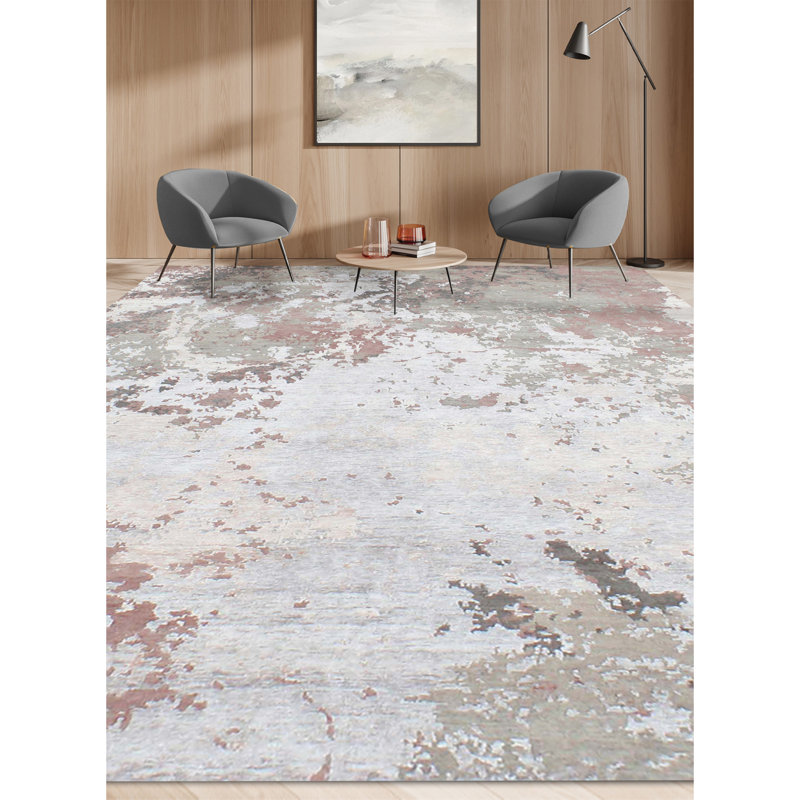 Area Rug in Silver/Pink, Rectangle 8' x 10'