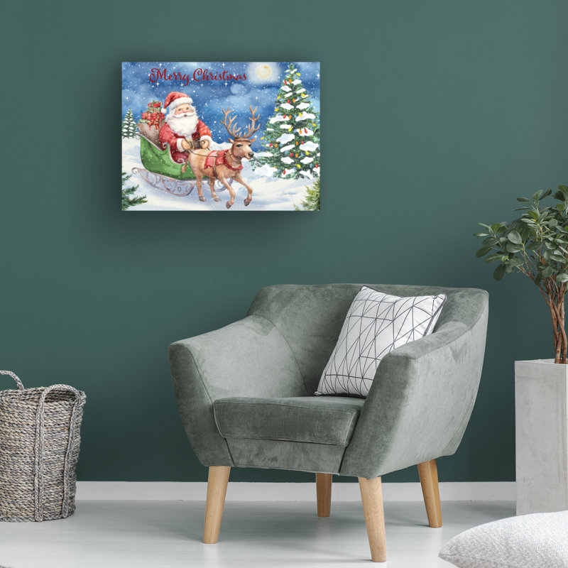 Art sur toile, «Bachelor Jean Plout Nuit étoilée avec Père Noël», H 14 po x l 19 po