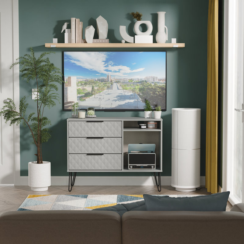 Tarkio 3 Drawer TV Unit, Grey