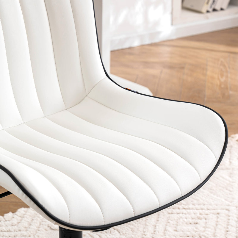Swivel Adjustable Office Chair Ergonomic Faux Leather Desk Chair with Backrest Comfortable Padded Executive Chair for Home Office, Vanity Room