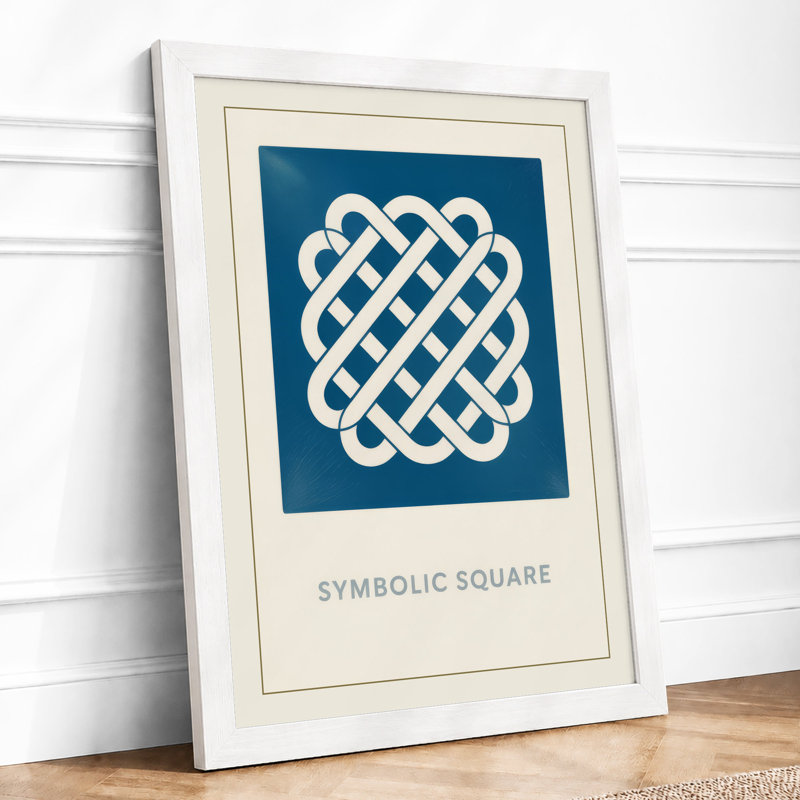 Symbolic Square Geometric - Framed Print, A2 - 59.4 x 42.0 cm, White