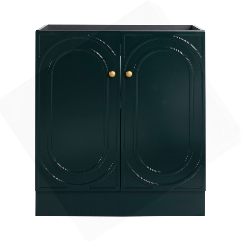 Meuble-lavabo autoportant 30 po et 2 portes d'armoire à fermeture en douceur (emballage KD) - sans le lavabo, Vert foncé