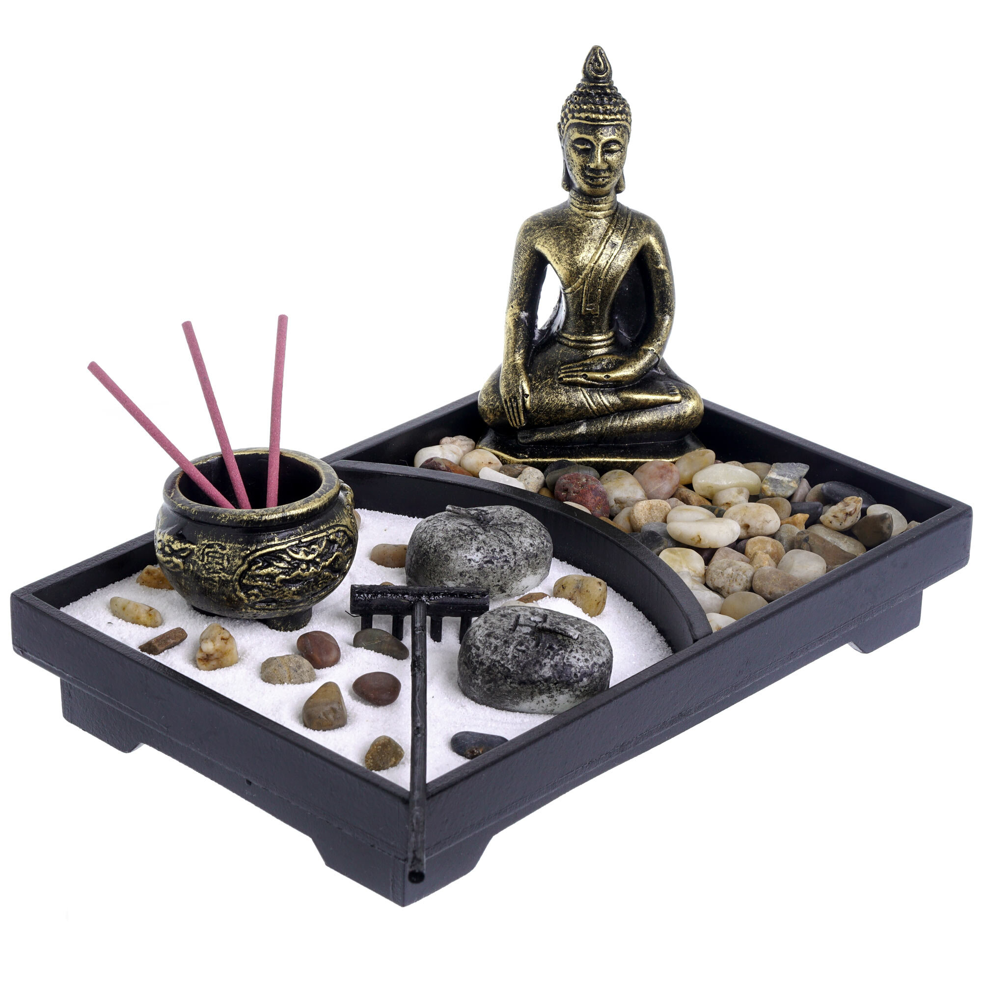 World Menagerie Zen Garden Buddha 7 Piece Stone Tealight Set