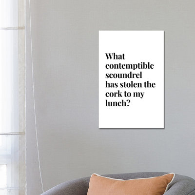 Contemptible Scoundrel Wine Cork An Bar Quote by Design Harvest - Wrapped Canvas Print