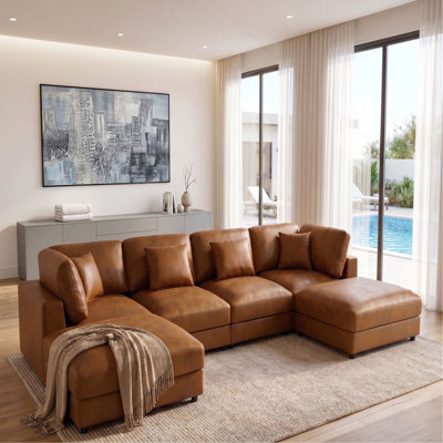 Faux Leather Fabric Modular Sectional