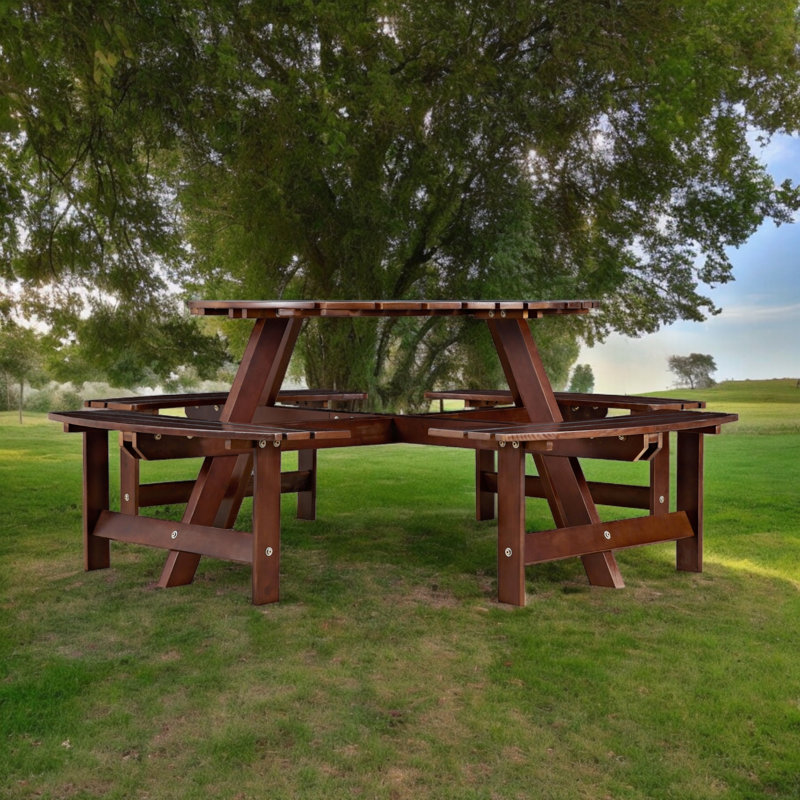 Taneal 8 - Person Patio Dining Set with Round Table, Brown