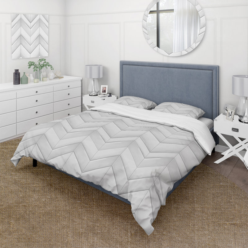 Ensemble de housse de couette gris Midcentury Chevron Print III - Midcentury