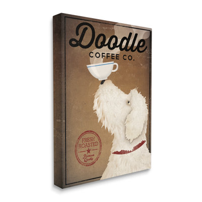 «Vintage Doodle Coffee Dog» par Ryan Fowler, impression sur toile tendue