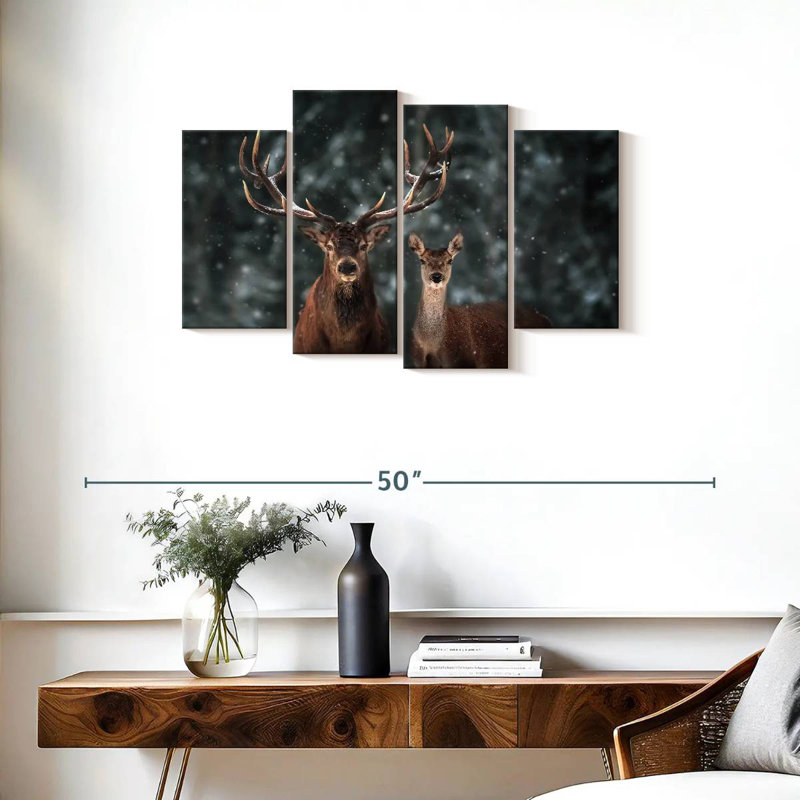 Couple de cerfs, H 22 po x l 36 po