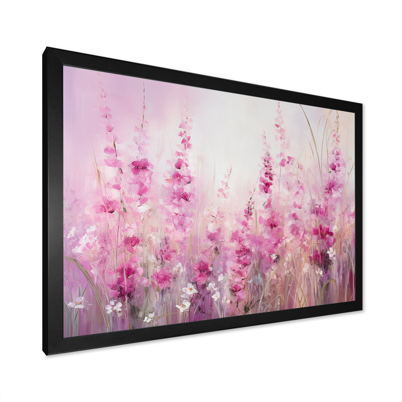 «Fuschia Country Charm Flowers» sur toile, Cadre simple noir, H 24 po x l 32 po x P 1 po