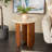 Teak Wood Handmade Brown Side End Accent Table with Tabletop