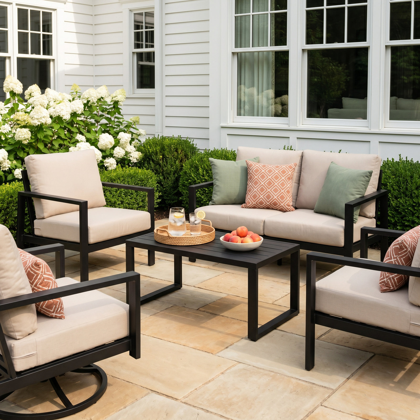 Townsend 7-Person Sunbrella® Patio Seating Group, Cast Silver Sunbrella®