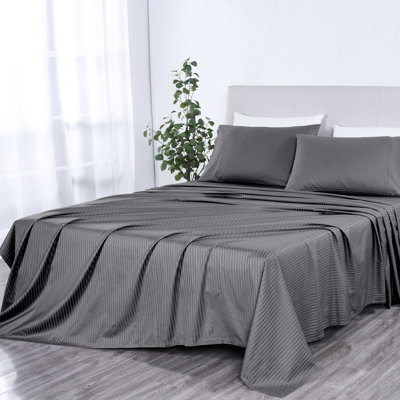 Bibb Home 1000 Thread Count Stripe Sheet Set - 100% Egyptian Cotton