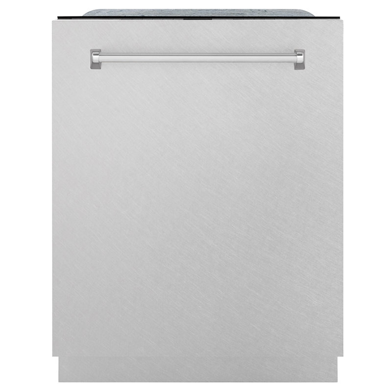 ZLINE 24 in. Monument 3rd Rack Dishwasher with Auto Door Open Drying, 44dBa, Satin Steel Panel, Satin Stainless Steel