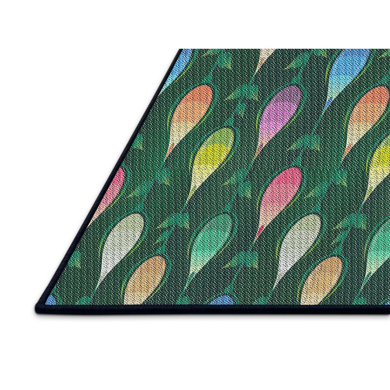 Tapis décoratif vert daleyza, Rectangle 5 pi x 7 pi