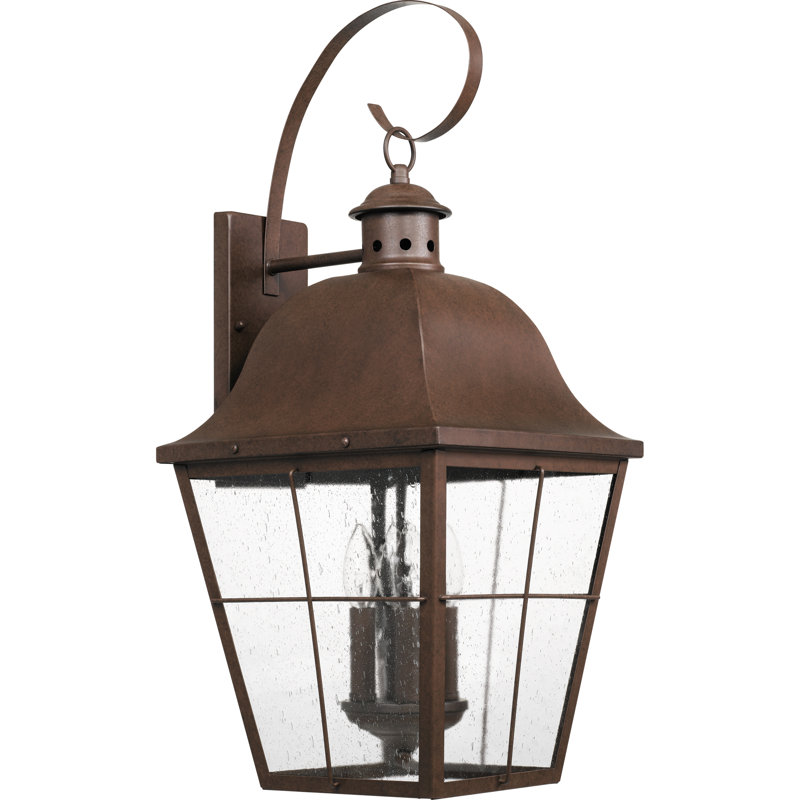 Lanterne murale d'extérieur en verre 27 "H 27,25" Kratos, Bronze cuivré, H 27,25 po x l 12 po x P 12,75 po
