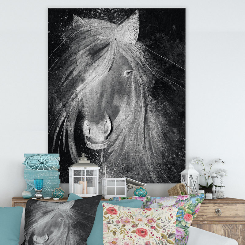 Cheval de ferme VI-reproduction d’art sur toile, H 36 po x l 24 po x P 1 po, Toile tendue