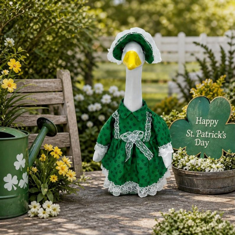 Articles décoratifs pour la Saint-Patrick : Ensemble de robe en dentelle à motifs de trèfles verts pour oies de 58 cm (23 pouces)