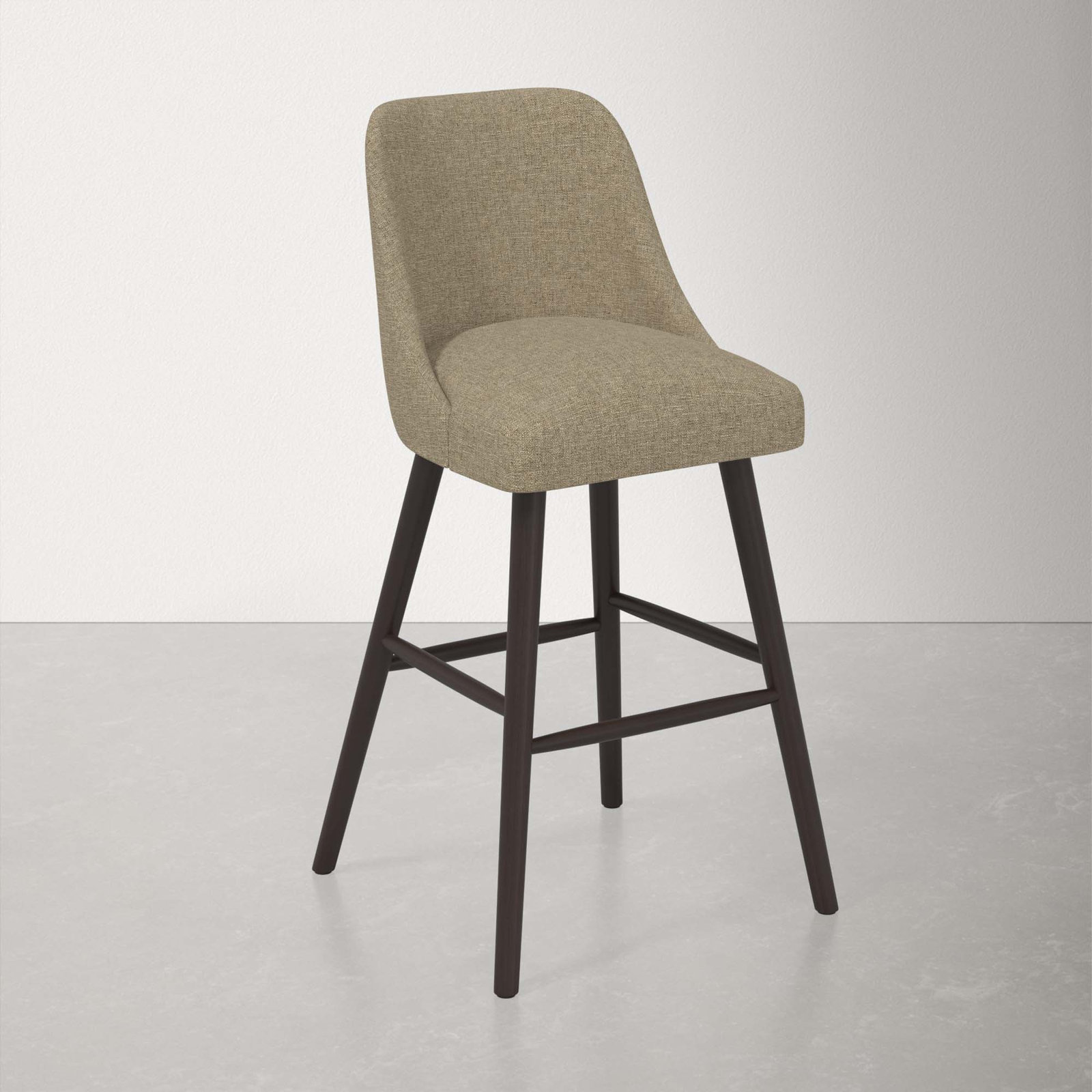 Gallie Stool, Bar Stool (31" Seat Height), Espresso, Zuma Natural Textured Linen