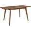Ensemble de salle à manger 5 pièces en noyer naturel avec des saveurs rétro de style Mid-Century, des lignes droites et des pieds inclinés, une rallonge papillon pour accueillir plus d'invités, des chaises d'appoint en forme de X et une structure de soutien profilée