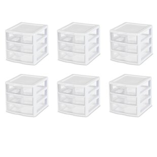 6 Sterilite 20738006 Small Compact Countertop 3 Drawer Desktop Storage Unit