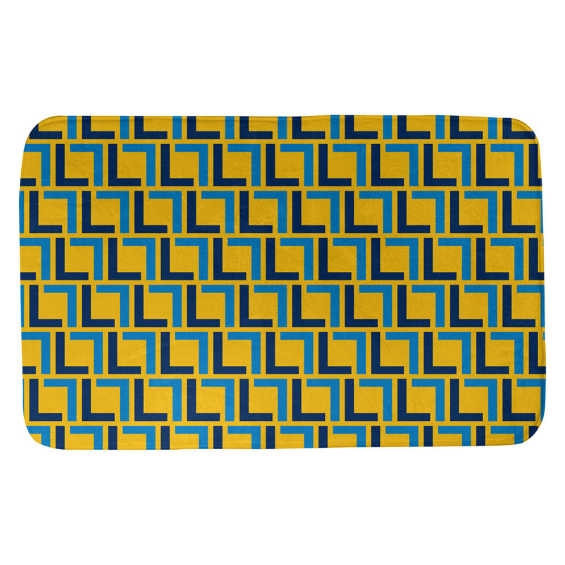 Tapis pour salle de bain Baltimore, l 17 po x L 24 po, Gold/Navy Blue/Powder Blue