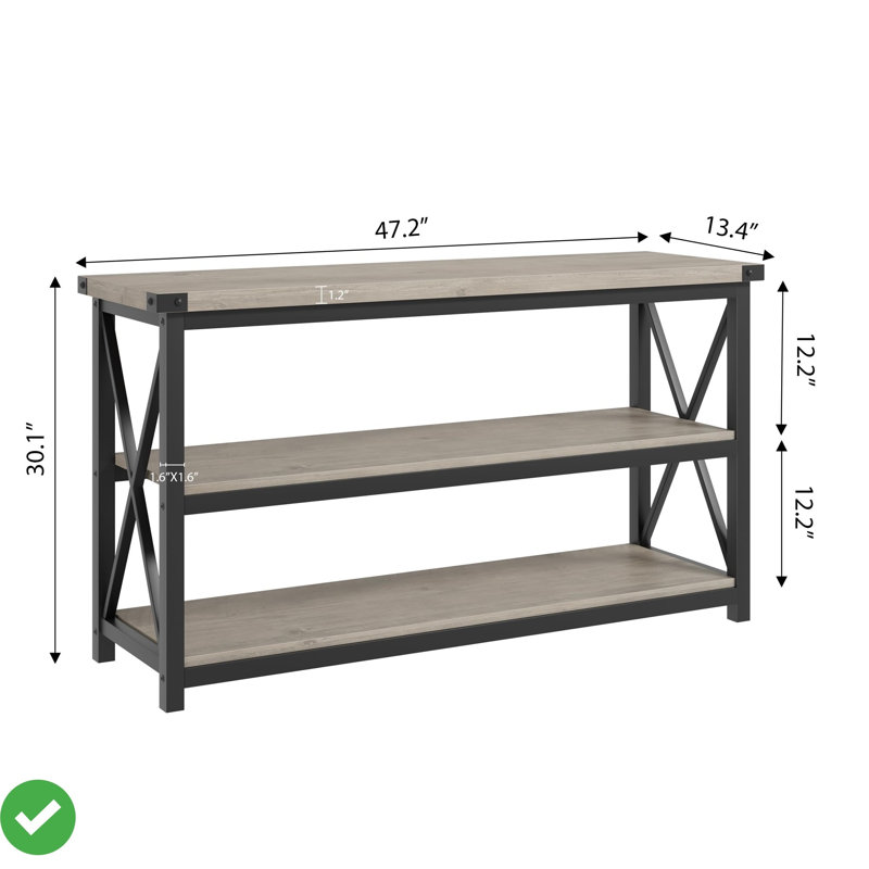 Console de 47 po de style industriel avec porte d'entrée 47 po, Noir