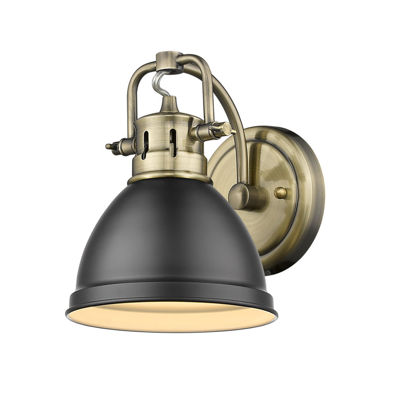 Applique murale 1 lumière pour salle de bain Calico, Laiton vieilli, Noir mat