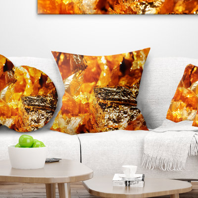 Shiny Orange Gold Foil - Abstract Printed Pillow