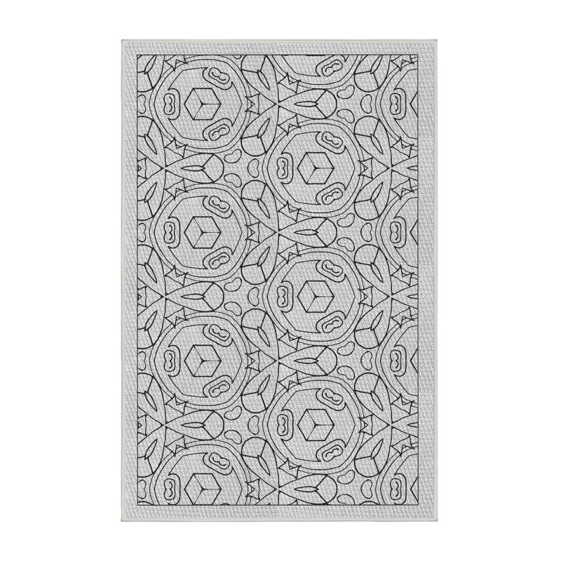 Tapis gris tissé à la machine, Rectangle 5 pi x 8 pi