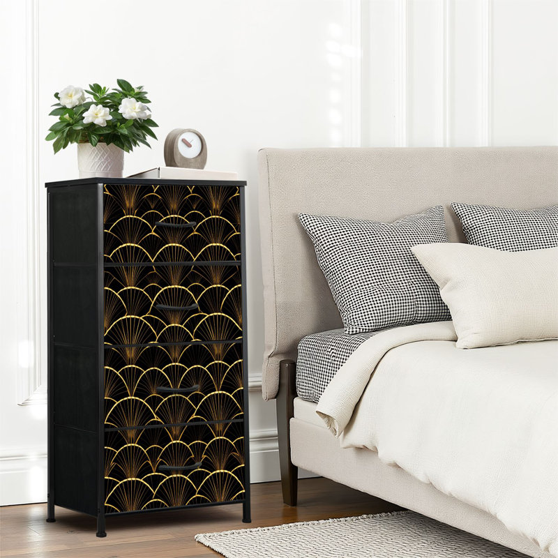 4 Drawer Dresser for Bedroom, Narrow Chest of Drawers, Wooden Top and Study Iron Frame 18"x37.5"-(WxH)