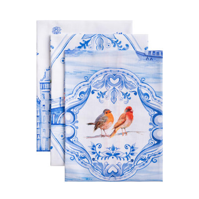 Maison d'Hermine Amsterdam Canals Ensemble de 3 torchons de cuisine 100 % coton - 51 x 70 cm