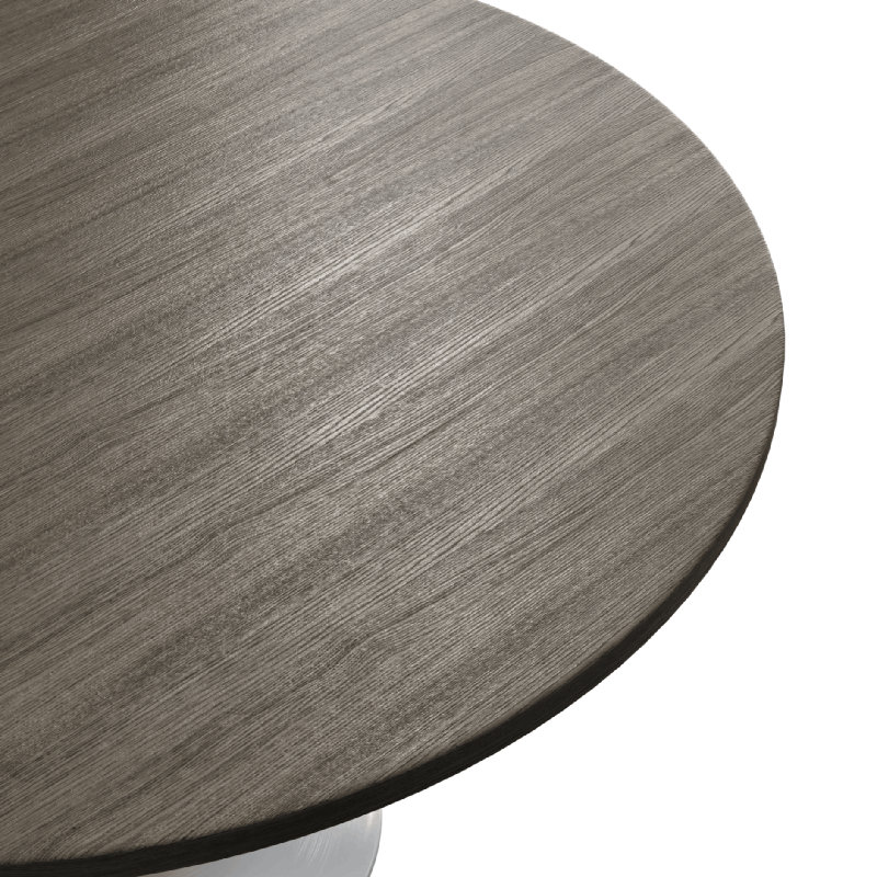 Heatherton Round Metal Base Dining Table, Dark Maple