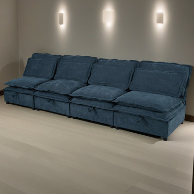 Double-Layer Cushion Modular Sofa, Freely Combinable, 4-Seater With Storage Function, Includes 4 Soft Cushions, Perfect For Living Rooms, Offices, And Apartments
