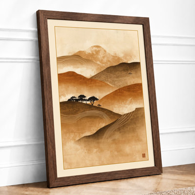 Mountains at Sunrise Japandi - Framed Print