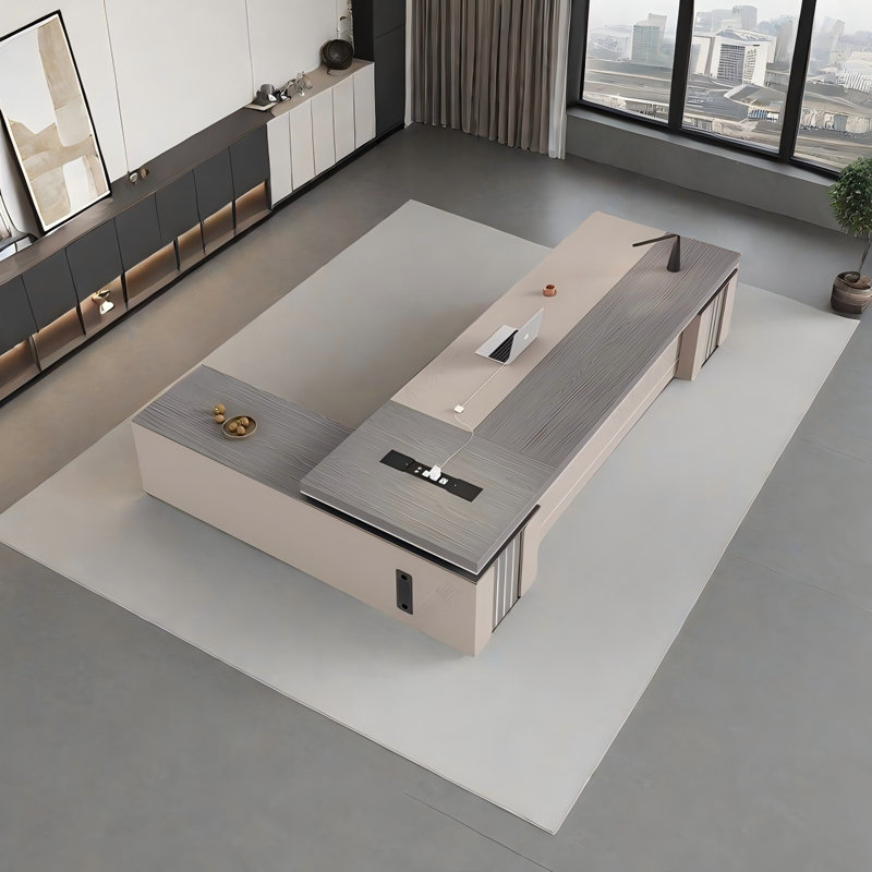Bureau double caisson en L 94,49 po avec deux côtés, H 29,53 po x l 94,49 po x P 70,87 po