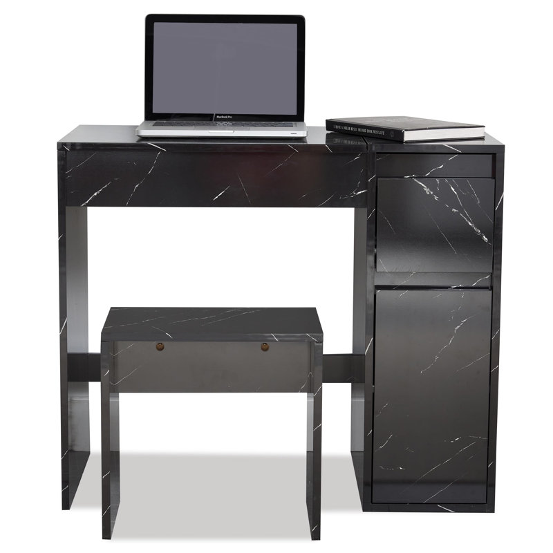 Neomi Dressing Table with Mirror, Black