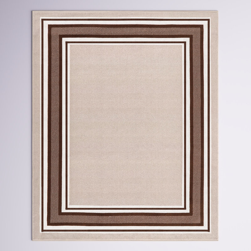 Avigail Beige/Brown Non-Slip Area Rug, Rectangle 7'10'' x 10'4''