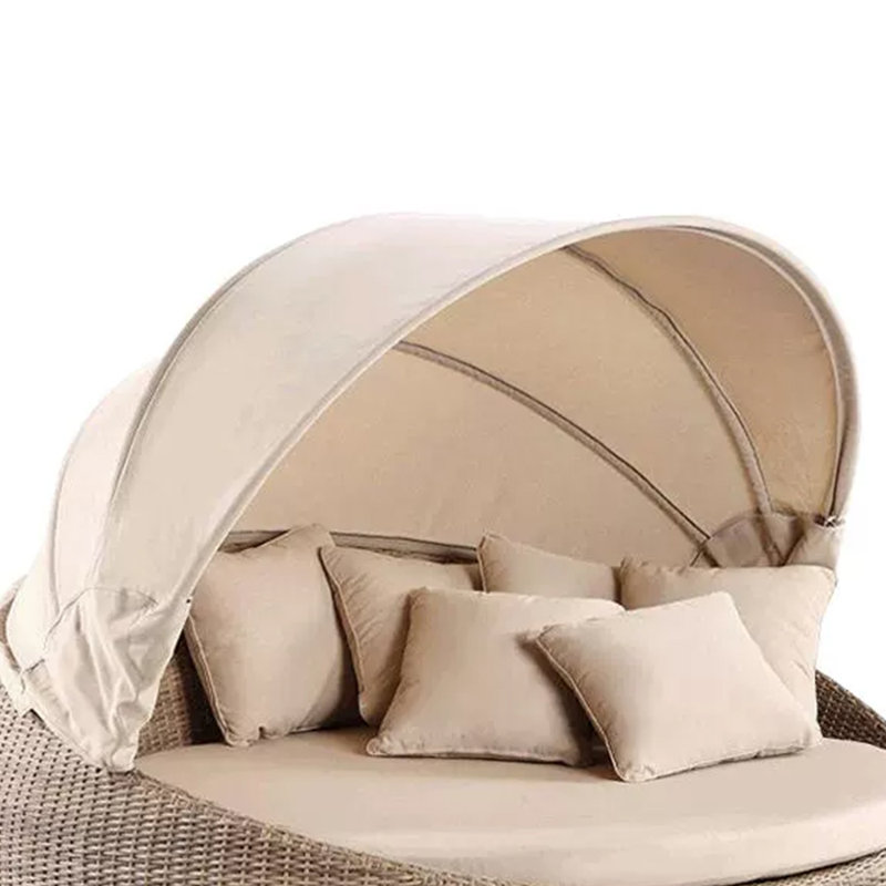 Lit de jour d'extérieur en rotin 70,87 po avec coussins Sunbrella®, Brun