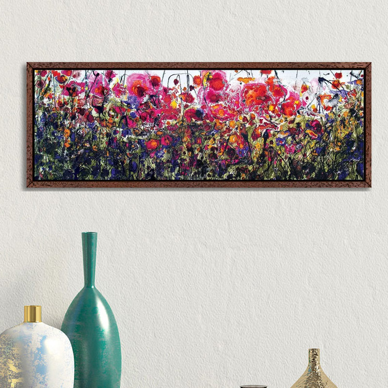 Italian Landscape X by Donatella Marraoni - Panoramic Print on Canvas, 30.48 cm H x 91.44 cm W, Classic Brown Wood Framed
