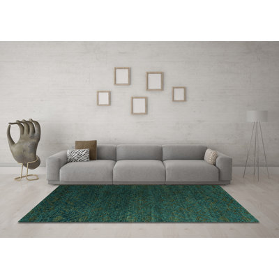 Tapis turquoise lavable à la machine Abstract 5364