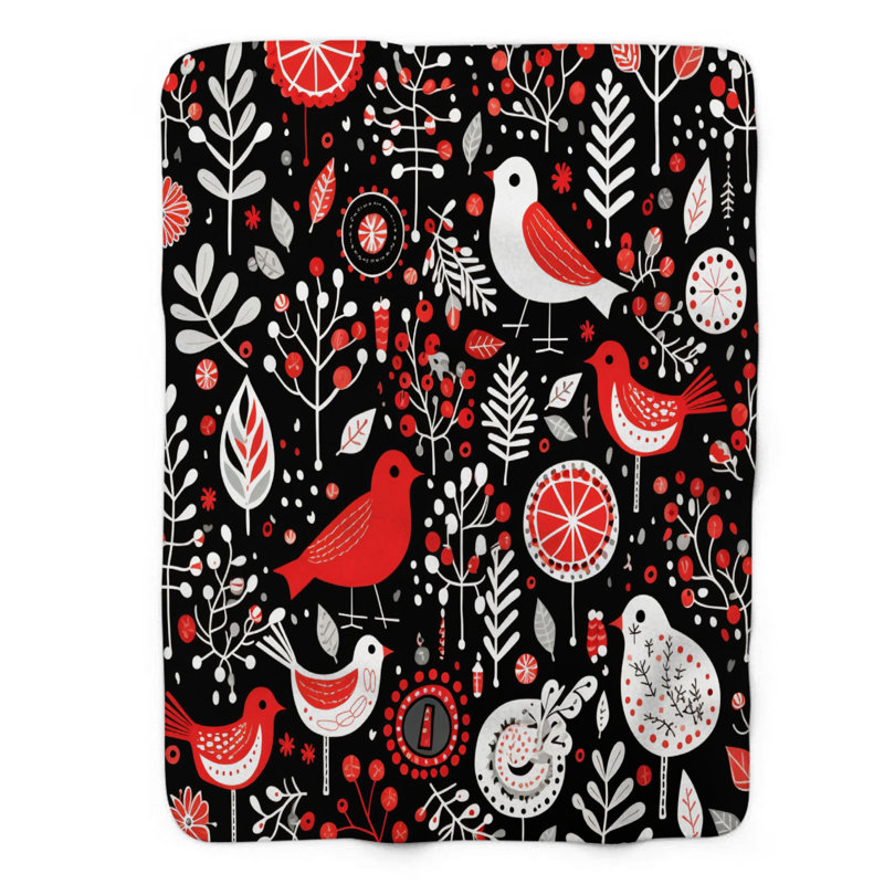 Nordic Bloom - couverture sherpa de qualité supérieure 1 pièce, Lit simple