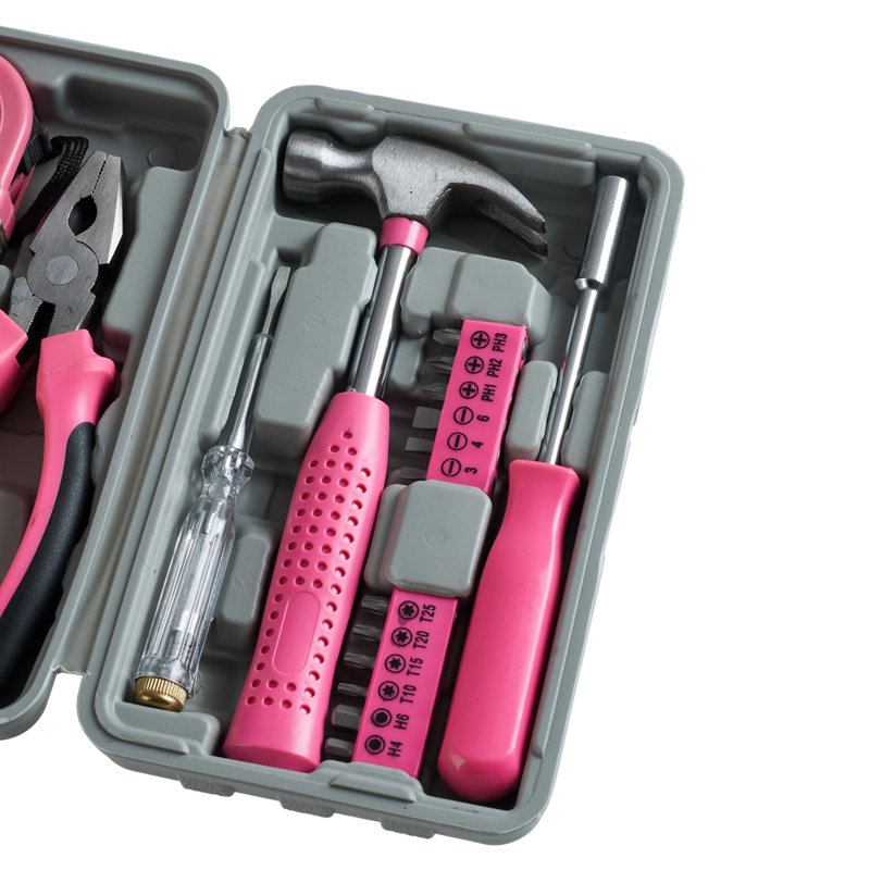 24pcs Household DIY Tool Kit, Pink