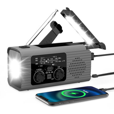 4000mAh Hand Crank Emergency Solar Radio NOAA AM  Portable Weather Radio Dynamo Radio Polymer Battery Torch LED Flashlight  Alarm For Camping