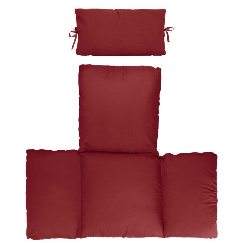 Thickened Egg Chair Cushion with Headrest for Hanging Basket, Soft Pad for Egg Swing Chair, Red