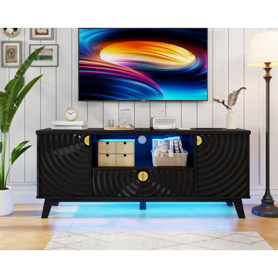 63" W Tv Stand With Motion-Activated Light And Built-In Charging Station